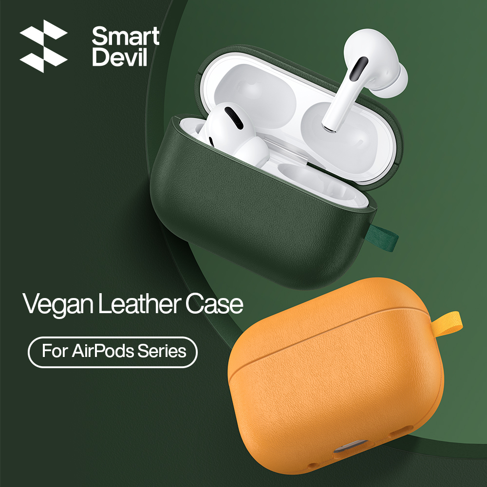 SmartDevil Vegan Leather Protective Case Airpods Pro 1/2th Protective Case Headphone Case Leather Full Wrap Anti-Drop