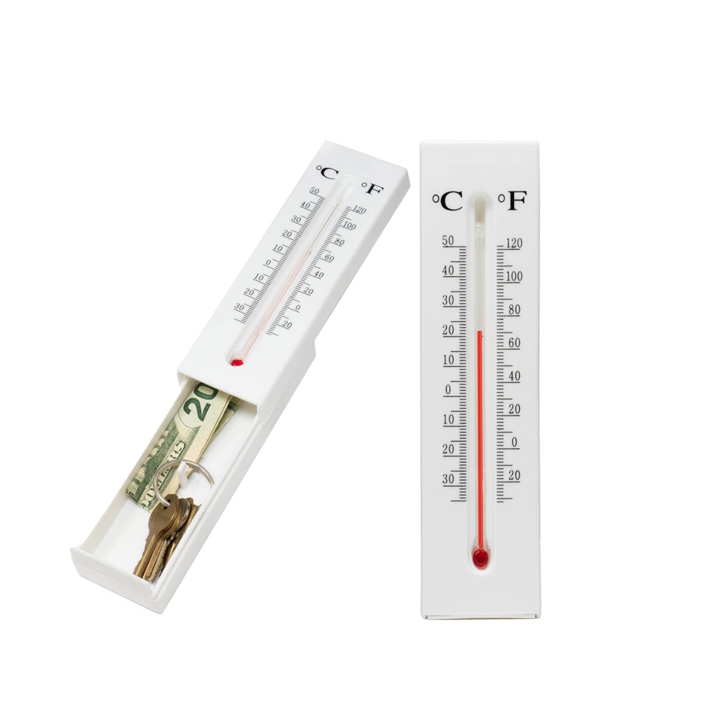 Hidden Box Thermometer Decorative Hid a Key Diversion Compartment Secret Storage Hider Outdoor Container Coins Money Case