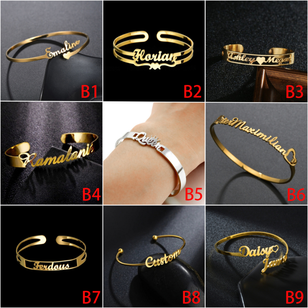 BONLAVIE【Name Custom Bangle】3mm Personalized Name Bracelet Custom Unisex for Lover Gift