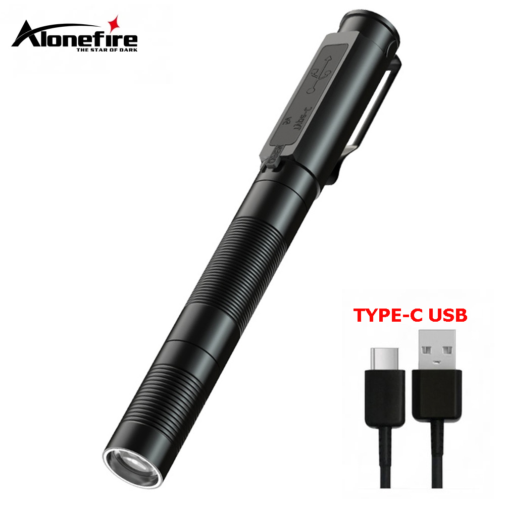 Alonefire P29 Mini Led Flashlight TYPE-C USB Rechargeable Pupil Detection Pen Led White Light Torch Waterproof