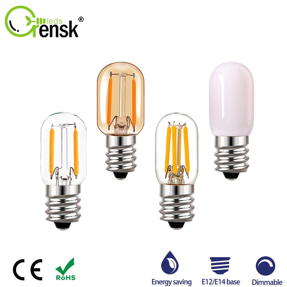 E12 E14 Mini Led Light Bulb T20 1W 2W Candelabra Edison Bulb Antique Retro Tubular Warm White Filament Bulb 220V Dimmable Decorative Night Lamp for home