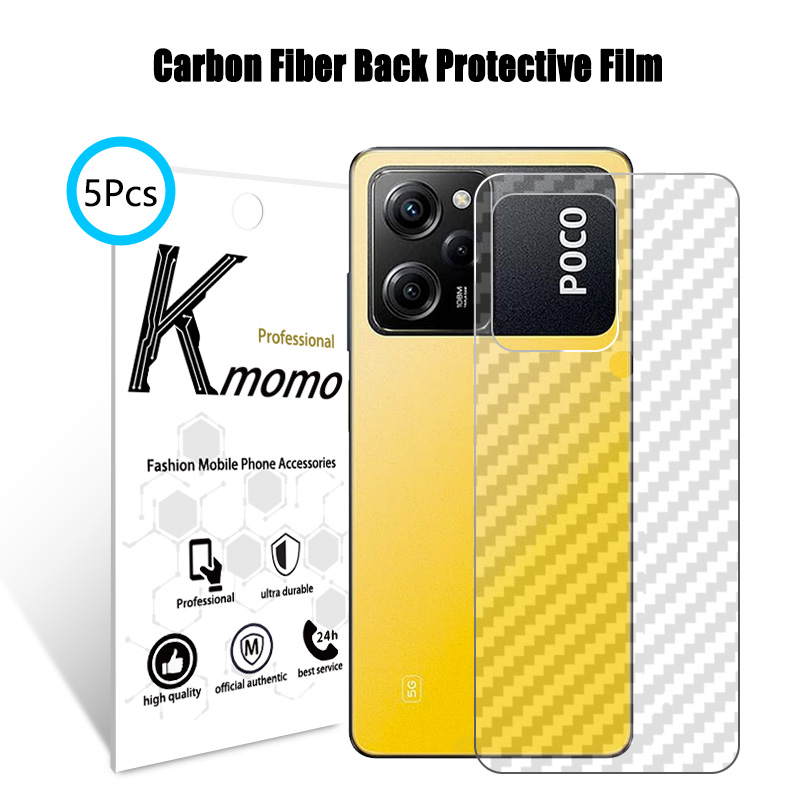 5Pcs Carbon Fiber Back Screen Protector Sticker Film For Xiaomi Poco F6 Pro X6 M6 C65 F5 X5 M5 M5s F4 5G X4 GT M4 X3 Nfc M3 F3