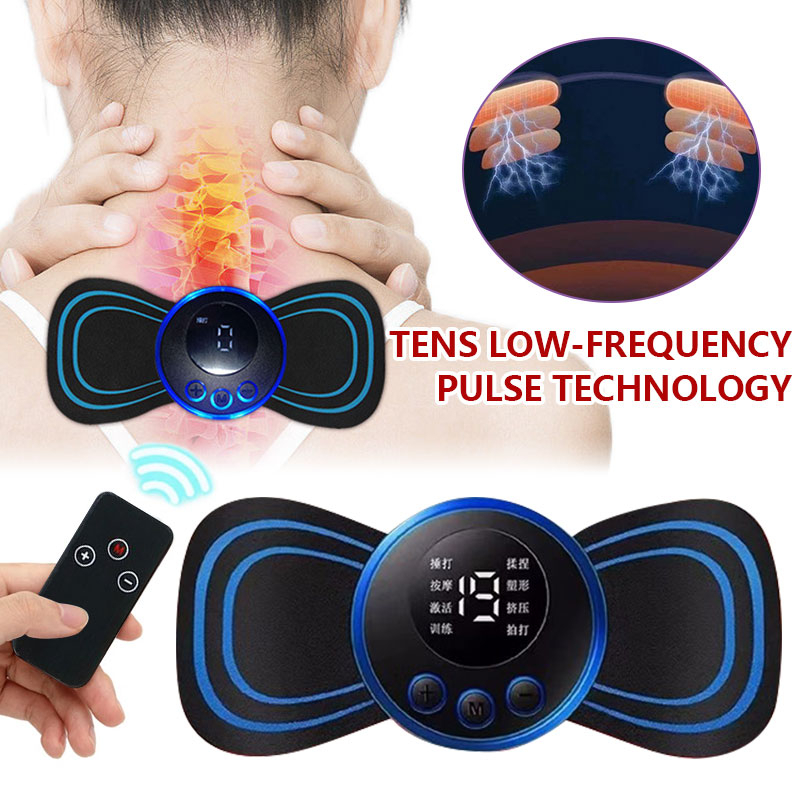 EMS Portable Electric Pulse Neck Massager Cervical Massage Back Muscle Pain Relief Tool Shoulder Leg Body Massage Relax Cushion Vertebra Massage Patch for Muscle Pain Relief and Shoulder Relaxation