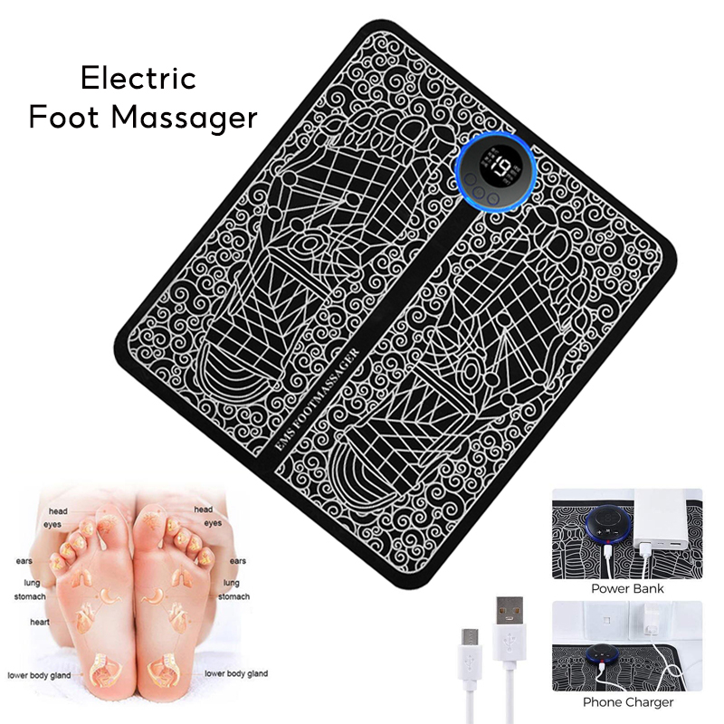 EMS Electric Foot Stimulation Massager Pad Folding Portable Mats Fully Automatic Circulation Massage Body Machine for Men&Women