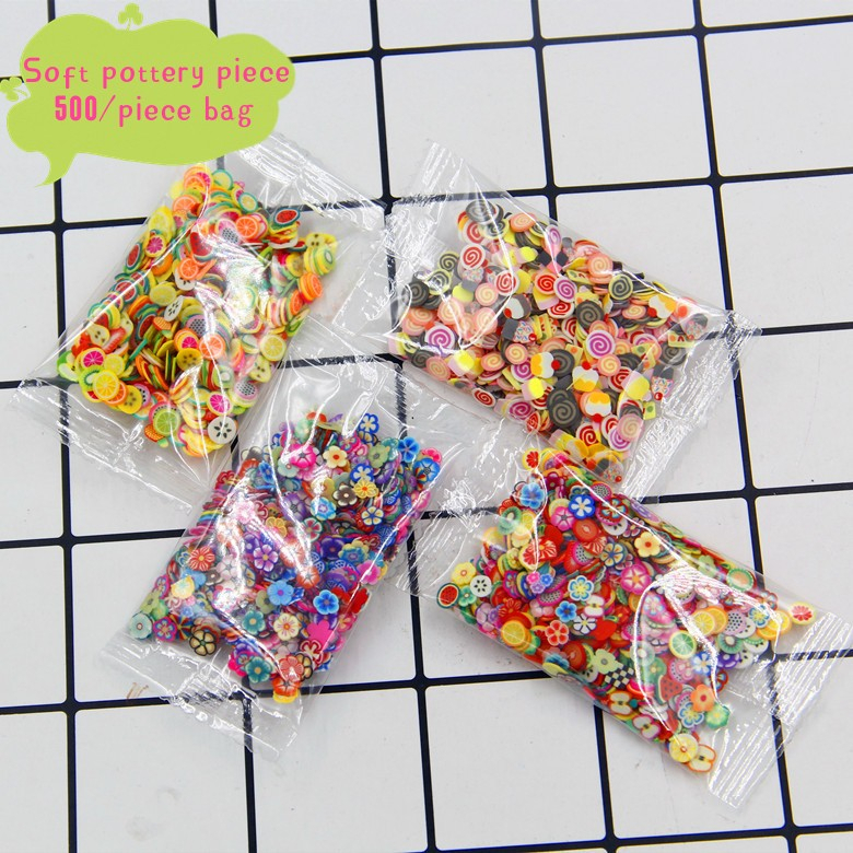 Soft Pottery Fruit Piece 500pcs Mixed Cream Glue Accessories Manicure Patch Cartoon Mobile Phone Beauty Handmade DIY Material Wholesale