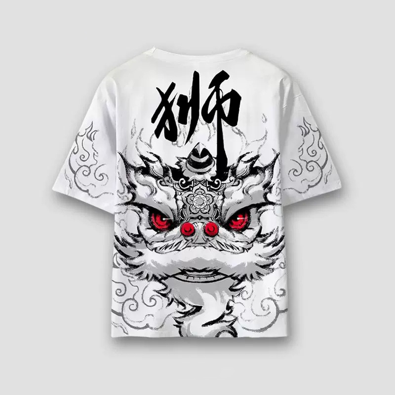 3D short-sleeved T-shirt male lion dance lion tide brand tops plus size summer clothes