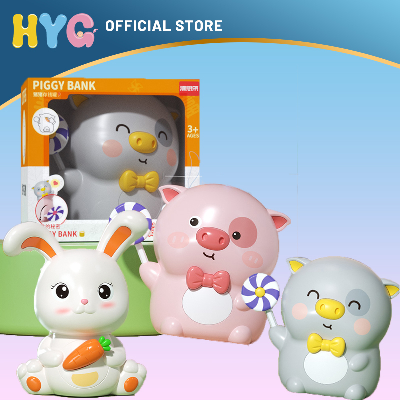 HYG baby piggy bank toy cute bunny piggy key piggy bank children's day gift boys and girls toys age2+