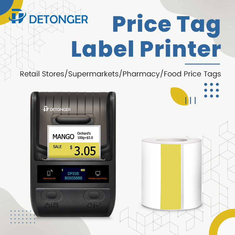 DETONGER DP23S Inkless Bluetooth Thermal Label Printer Supermarket Convenience Retail Store Pharmacy Shelf Price Tag Printer