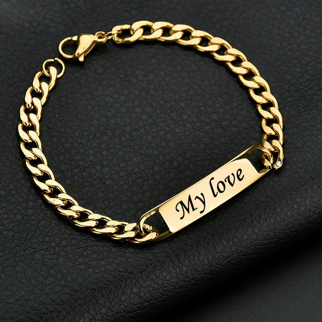 Free Engrave ! Personalised Stainless Steel Bracelet Adjustable DIY Men Bracelets Daddy Custom Name Date Gifts Hot
