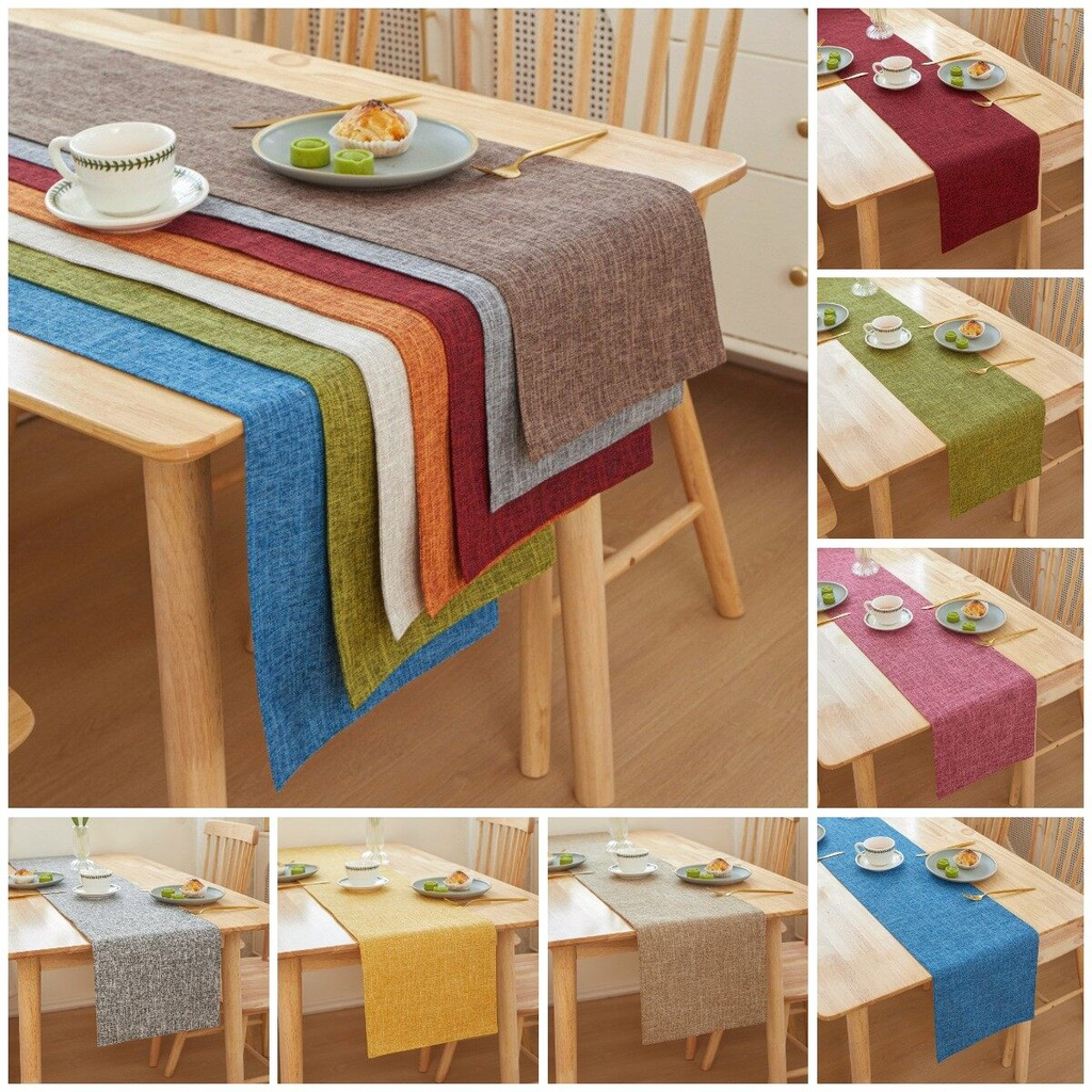 New Thick Linen Solid Color Table Runner Light Luxury Home Boxer Bed Flag Western Restaurant Decoration Office Conference Table Runner 4 6 8 Seats