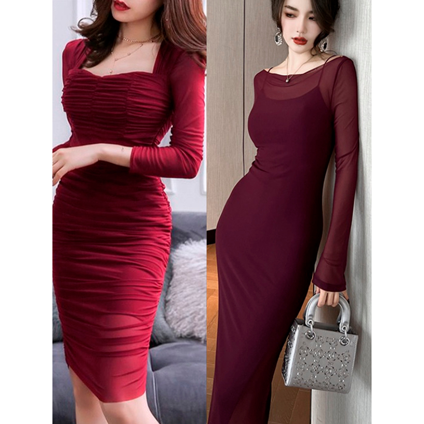 CNY Free shipping fold  Cultivate oneself  Evening Dress three colors 269(on hand ship at the same day) new year red dress