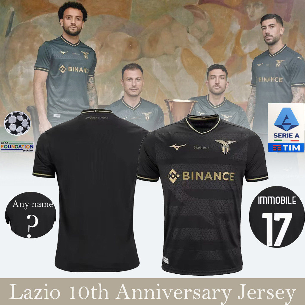 S-4XL [ Ready Stock ] 23-24 La-zio 10th Anniversary Italian Cup Victory Soccer Football Jersey T-shirt Sports Men Fans Version