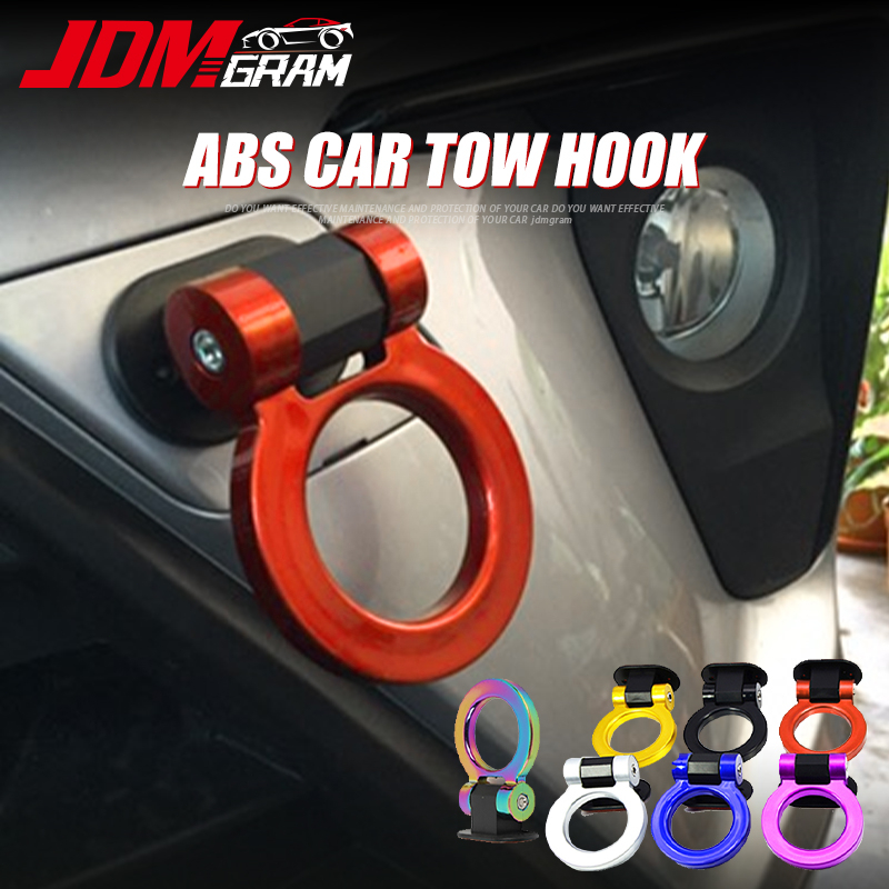 JDMGRAM ABS Car Towing Hook Universal Auto Paste Dummy Tow Hitch Rainbow Front Rear Bumper Trailer Decoration Replacement Parts Automobile Exterior Accessories