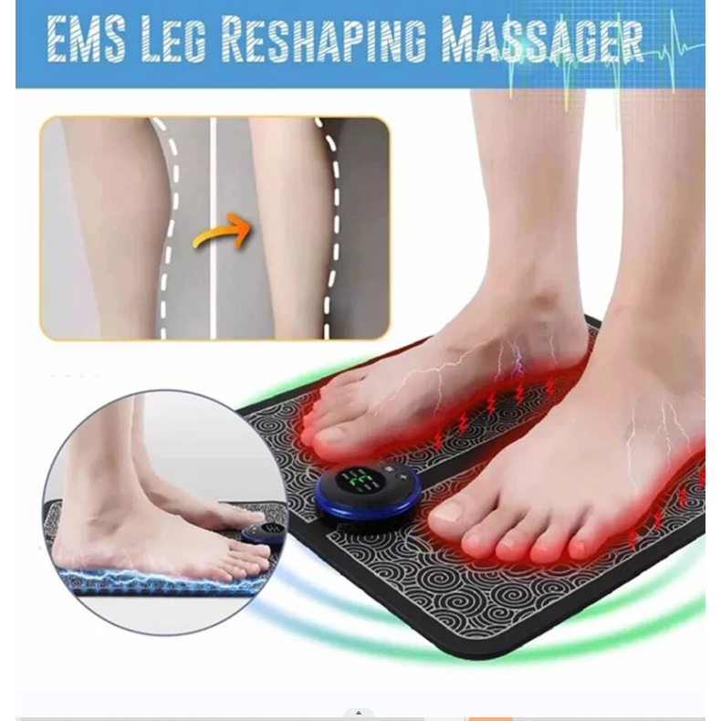 EMS Foot Massage Pad Hot Feet Acupuncture Stimulator Massager Electric Massager Blood Circulation Acupuncture Pad-Battery powered (battery not included)