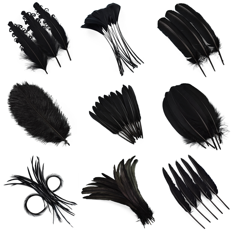 20Pcs/Pcs Black Pheasant Feather Natural Ostrich Plume Rooster Goose Plumas Dream Catcher Decoration DIY Handicraft Accessories