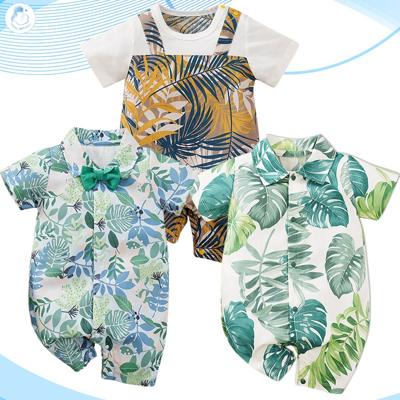 Baby Romper Newborn Clothes Summer One Piece Short Sleeve Bayi Clothing Bodysuit Boy Jumpsuit Tropical Beach Cotton Costume Infant Onesie