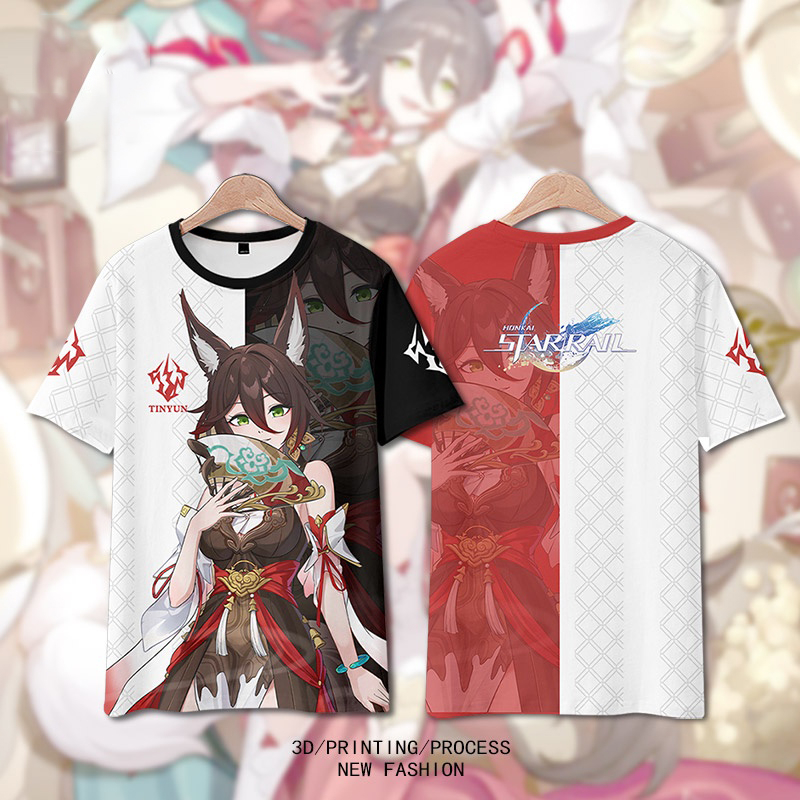 Star Rail Honkai: Short-Sleeved Half-Sleeved cos Clothing Men Women Stop Cloud Impression T-Shirt Anime Merchandise Two-Dimen