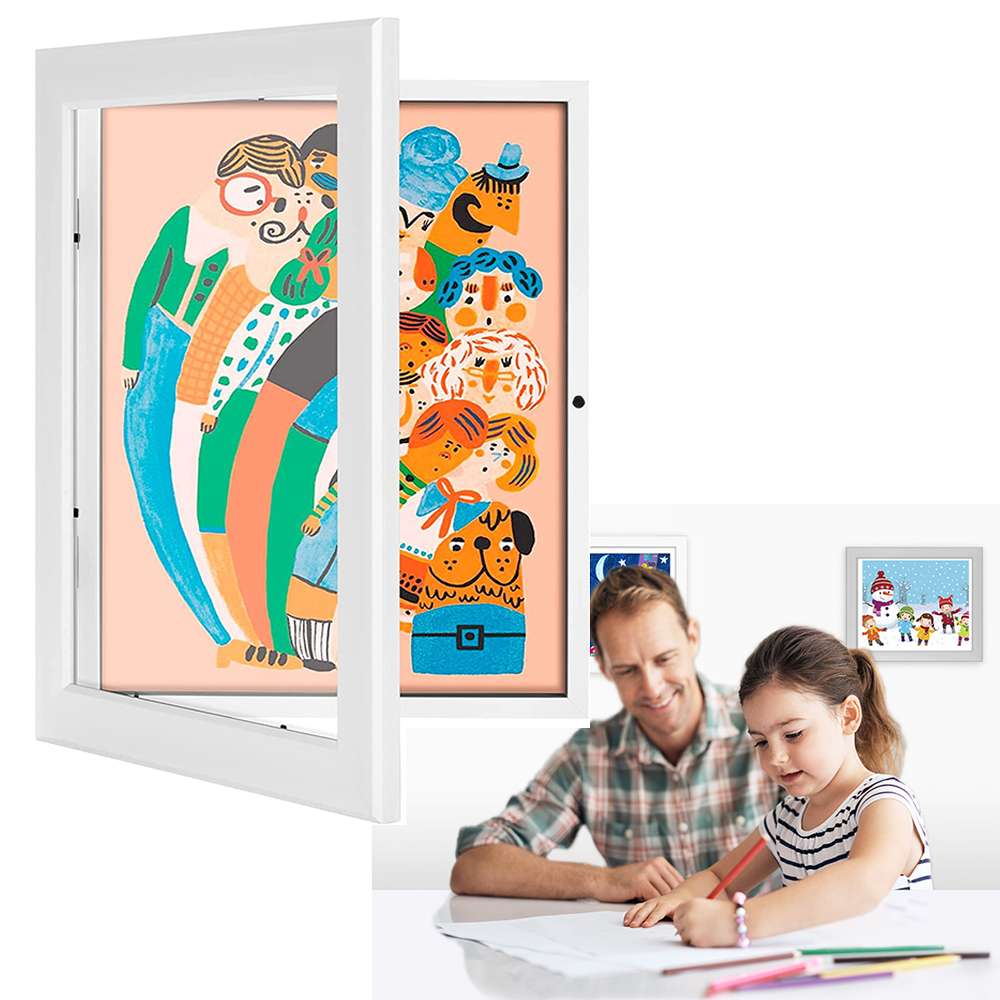 Kids Art Frame, Front Opening Holds 50 Changeable Smart Saker Children Art Projects Display Storage Frame Artwork Crafts Drawing Art Picture Frames