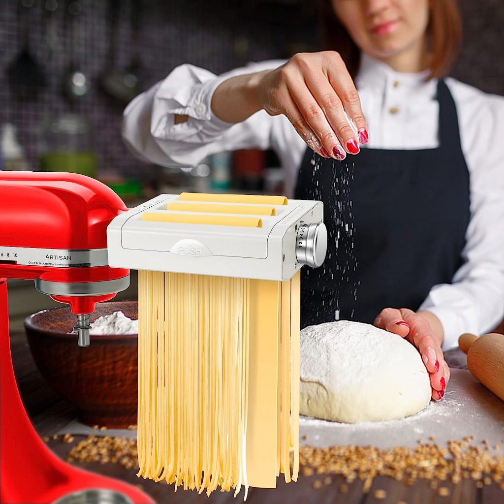 AMZCHEF Stainless Steel Pasta Maker Accessories 3-in-1 Set for KitchenAid Stand Mixers