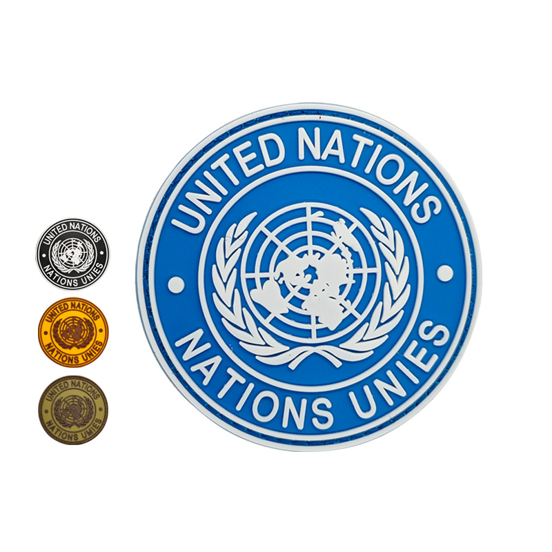 United Nations PVC Patch Soft Rubber Badge Tactical Morale Logo Round Clothing Accessories