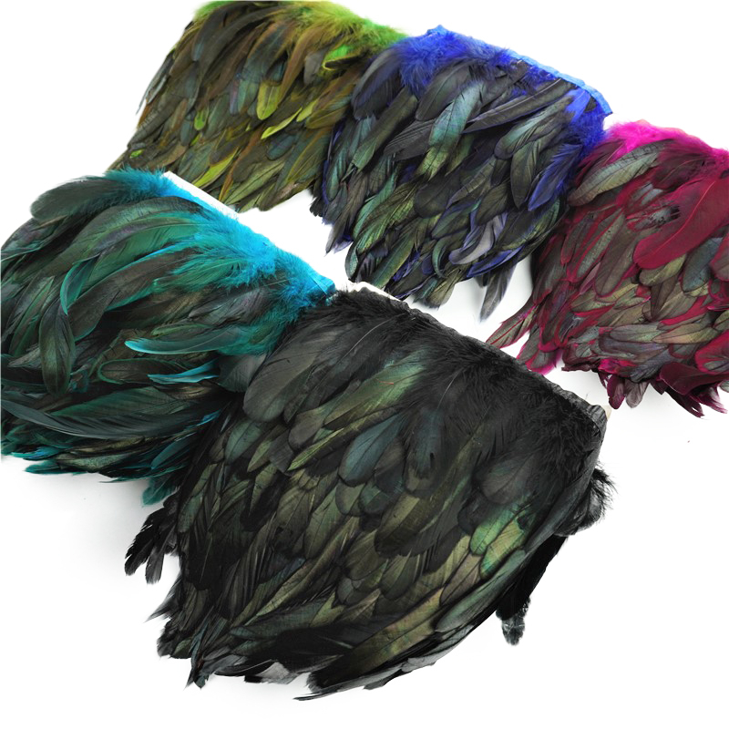 1Meter Rooster Feather Trims Fringe Natural Chicken Feathers Decoration for Needlework Handicrafts Plumes Dress Accessories