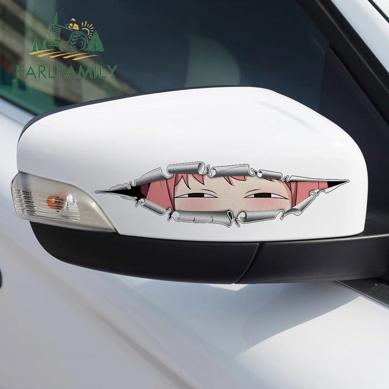 EARLFAMILY 13cm Spy x Family Anime Car Sticker Anya Forger Peek Creative Caravan Windows Bumper Vinyl Sunscreen Decal Waterproof Motorcycle Graffiti