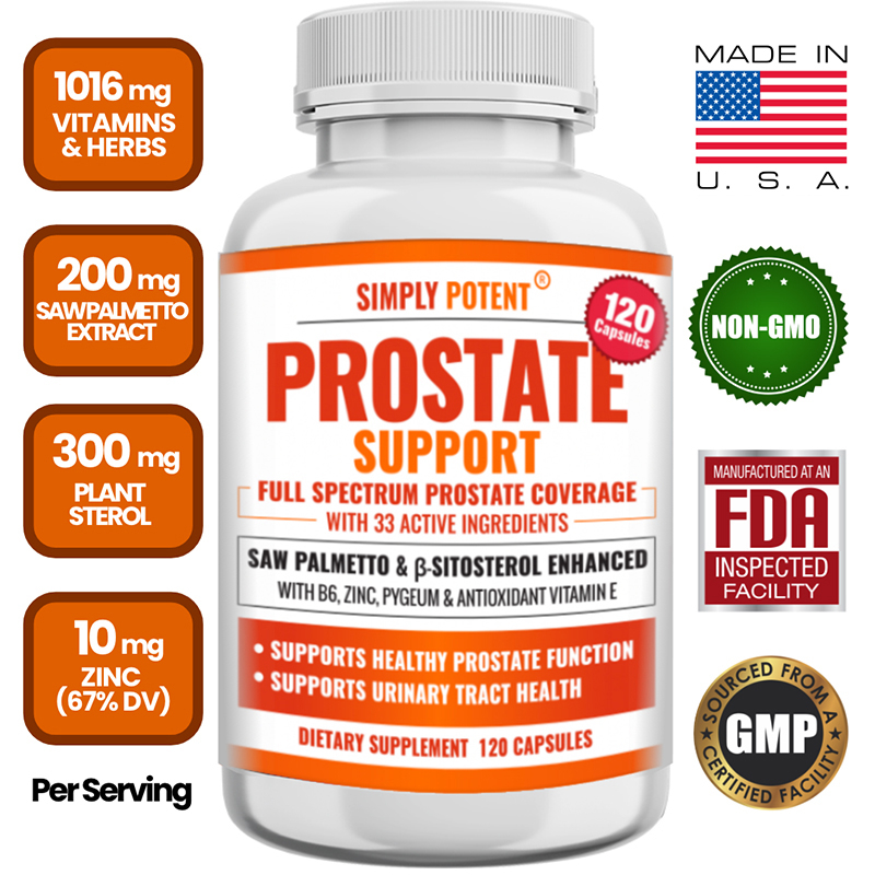 Prostate Support Capsules - Men's Prostate Supplement with Vitamin E, Healthy Frequency and Flow Formula