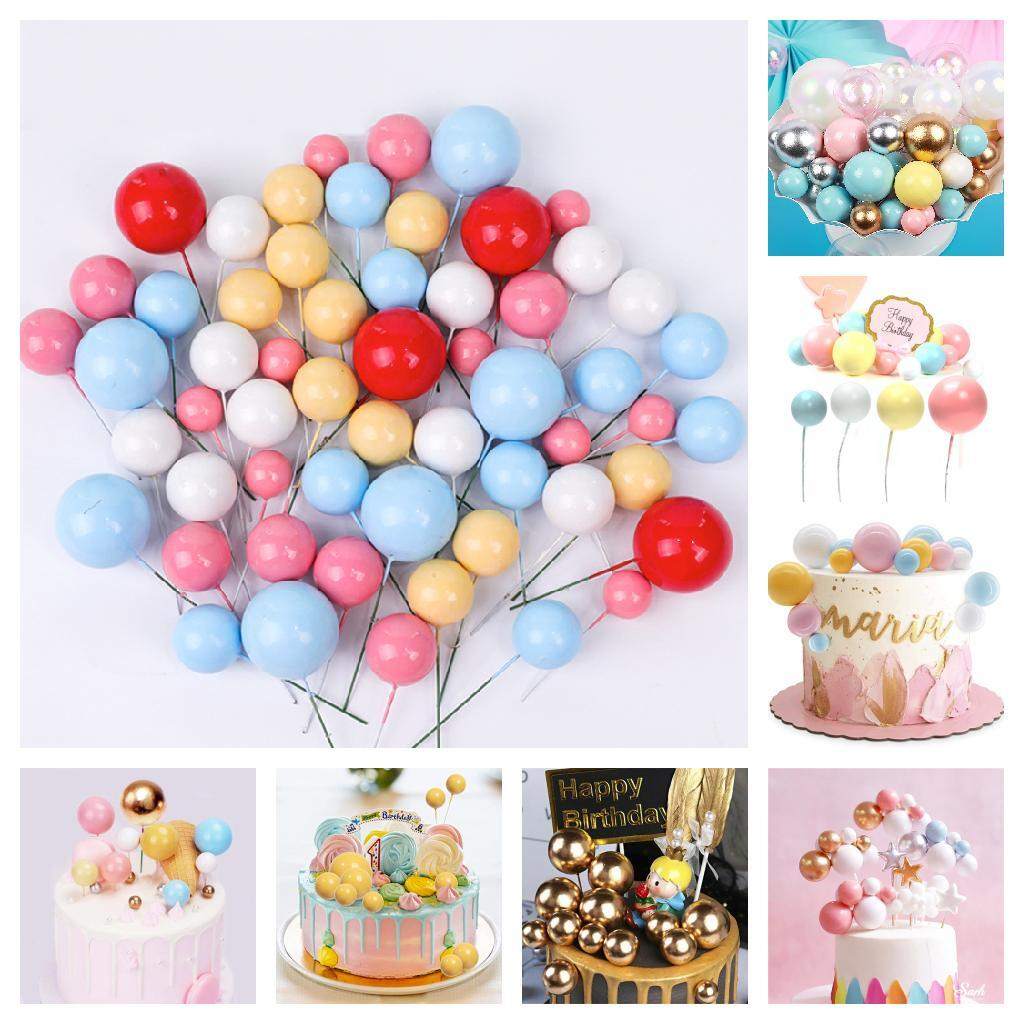 【Pack of 5PCS】 Colorful Bubbles Balls Cake Topper Foam Balls Cake Topper for Birthday Wedding Engagement Baby Shower Bridal Shower Party Cake Decoration