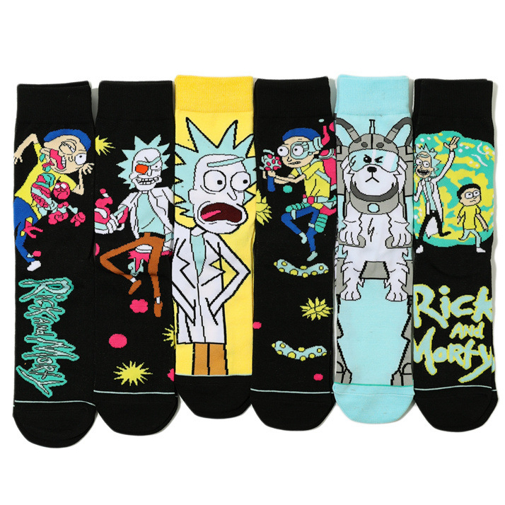 Funny cartoon anime print socks custom creative fashion novelty men women comfortable breathable cotton sock