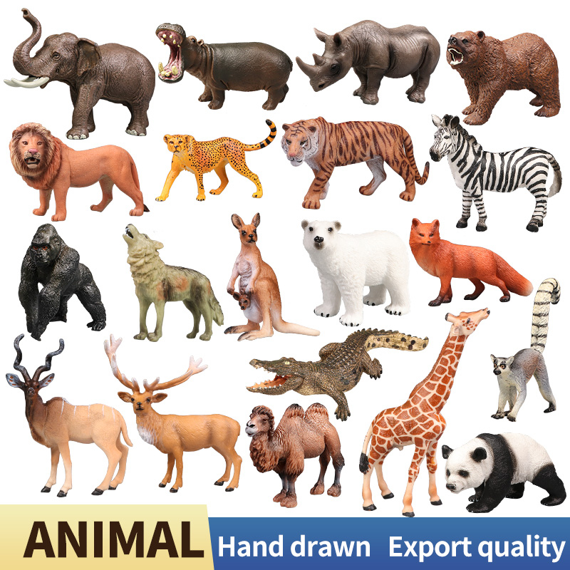 High Quality Wild Animals Model Tiger Lions Elephants Zebra Action Figures African Animals Model PVC Decoration Kids Gift