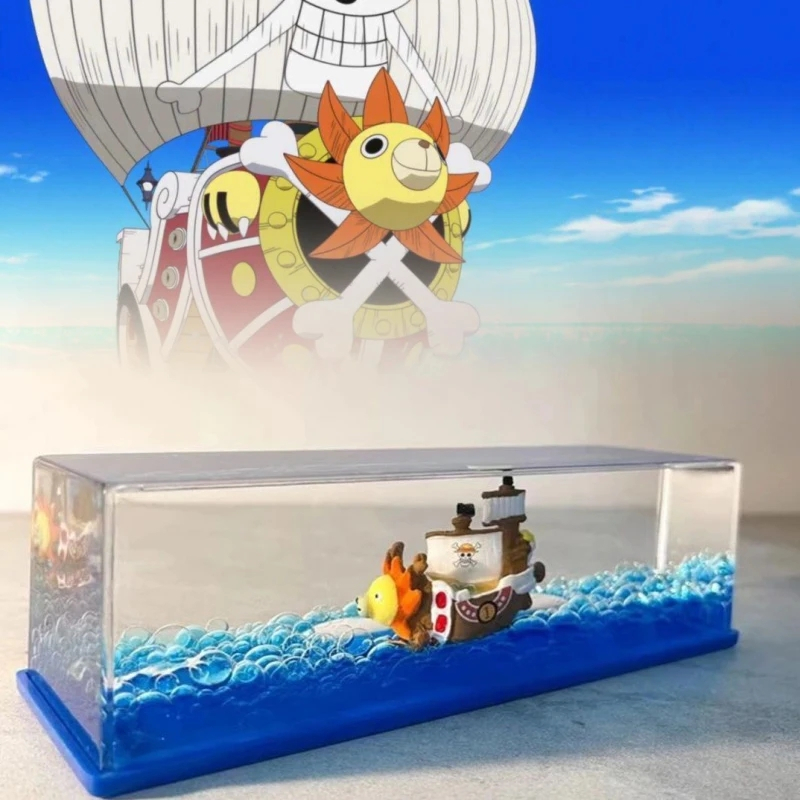 One Piece Thousand Sunny Ship Fluid Figure Liquid Drift Bottl Creative Ship Sea Hourglass Healing Decompression Model Sunshine Ornaments Never Sink Black Pearl Birthday Gift