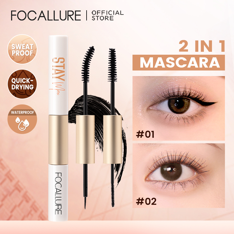 Focallure 2 IN 1 Lengthening & Eyeliner Mascara Fiber Eyelash Mascara ​Curl Waterproof & Smudge-proof