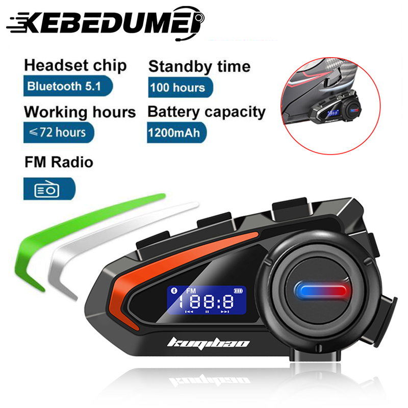 Bluetooth Motorcycle Helmet Headset Waterproof FM Radio Wireless Headphones Voice Control Roise Reduction Earphone