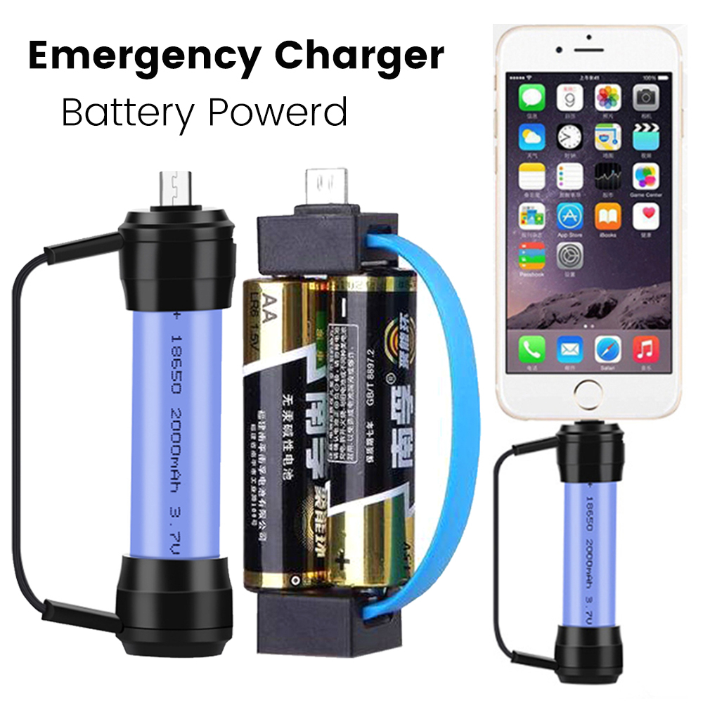 Portable Emergency Phone Charger Powered by AA Batteries with micro USB Type C For iPhone