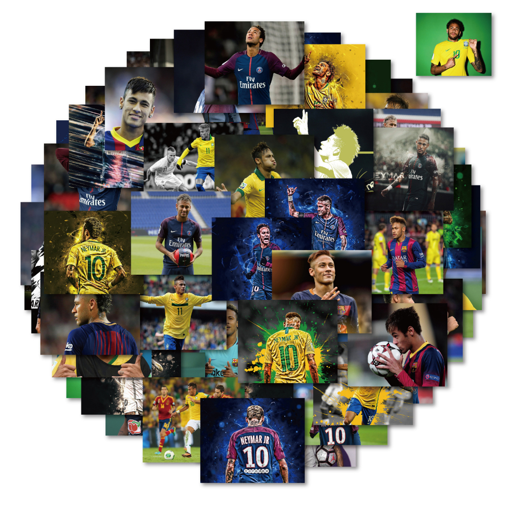 50PCS Brazilian Soccer Player Neymar Poster Sticekrs For Luggage Phone Case Laptop Notebook Decals Kids Gift