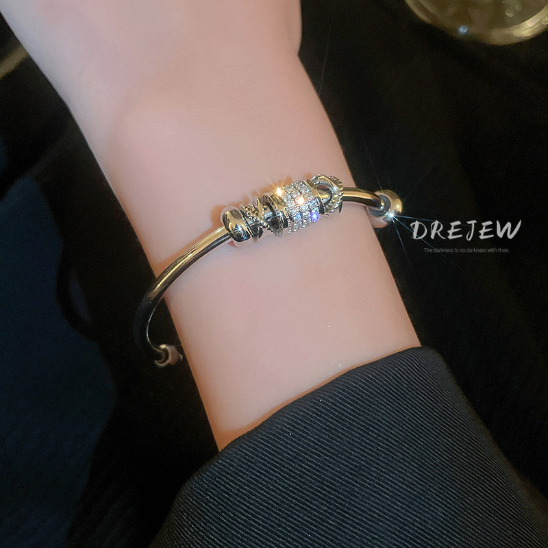 DREJEW Diamond-encrusted zircon bracelet, open bracelet, personalized niche bracelet, light luxury bracelet, hypoallergenic