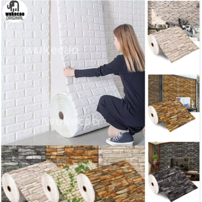 SHIP TODAY&CUSTOMIZED SUPPORT!FREE DIY Wall Stickers wallpaper 3D Retro Self-Adhesive Wallpaper dinding foam wall stickers