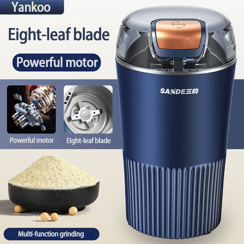 【Local Stock in Malaysia】SANDE Pulverizer Multifunctional 300W Strong Copper Core Motor Eight-leaf Blade 304 Stainless Steel Cup Body Coffee bean Dry pepper Peanut Sesame Household Small Powder Grinder