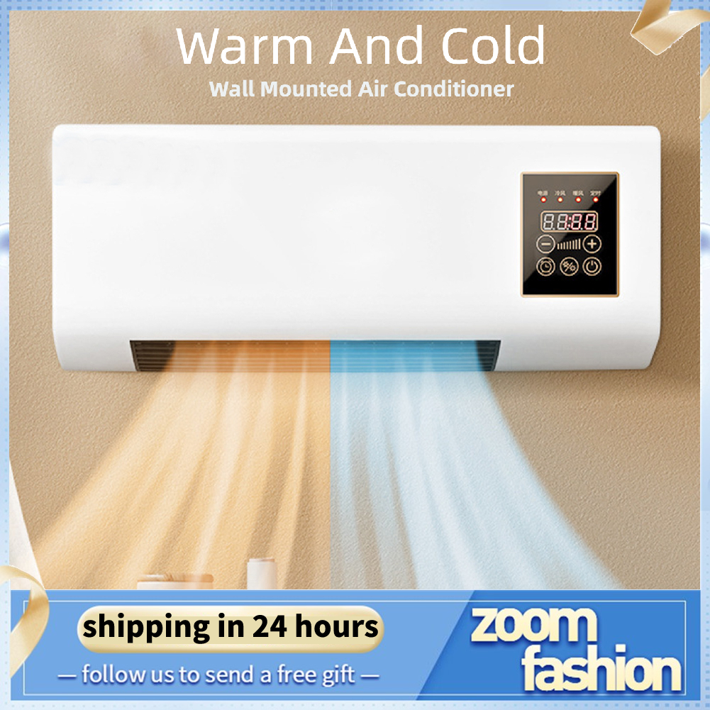 Zoomfashion Mini Wall Air Cooler and Heater Machine 8H Intelligent Timing with Remote Control for Living Room