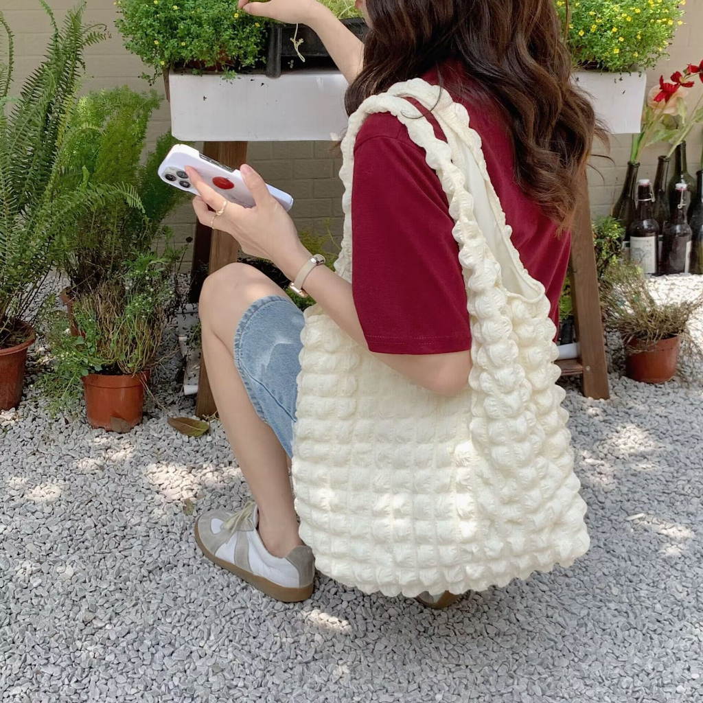 Ohaya 丨 Cloud Bubble Bag 丨 Large Capacity Shoulder Bag Commuter Student Book Water Cup Bag Simple Vest Bag Female