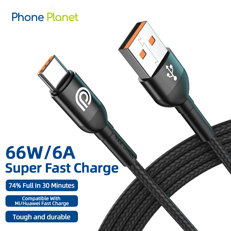 Phone Planet 6A USB Type C Cable Fast Charging Compatible With All Type-C Phone Models 66W 480Mbps Quick Charge Wire For USB C
