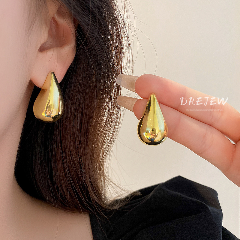 DREJEW Silver Needle European and American Fashion Water Drop Earrings Temperament Earrings Niche Personality Metal Wind Earrings