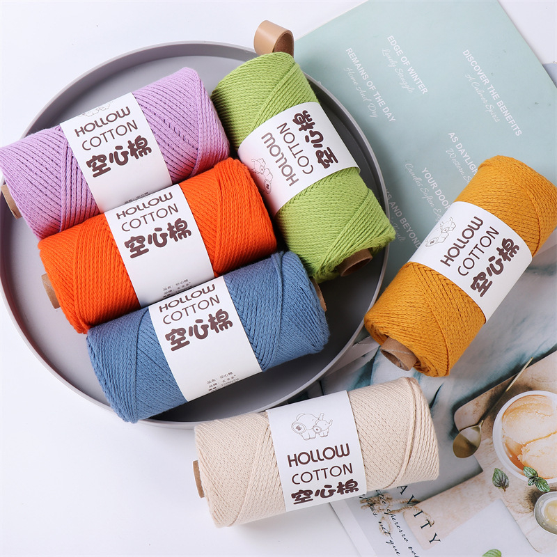 Likeecords Cotton Yarn Round Strand Yarn 100% Pure Cotton Rope Hand Woven DIY Tapestry Cotton Yarn 2mm