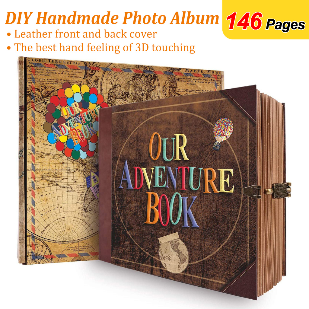 146 Page DIY Handmade Photo Album Scrapbook Our Adventure Book Retro Kraft Album Anniversary Wedding Guest Book Memory Gift