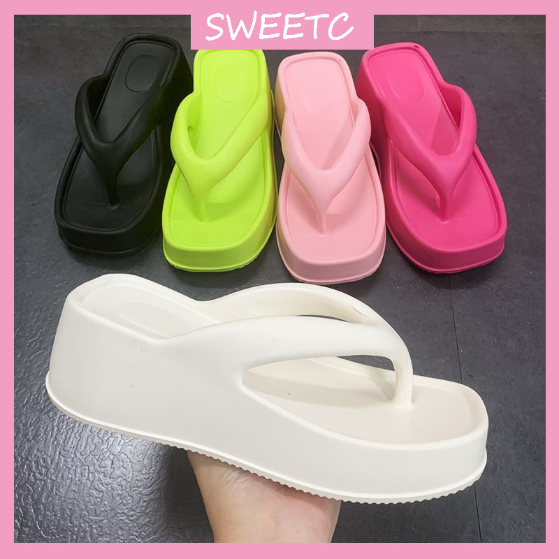 SWEETC Women's Outdoor Fashion Comfortable Thick Bottom EVA Beach Casual Flip-Flops