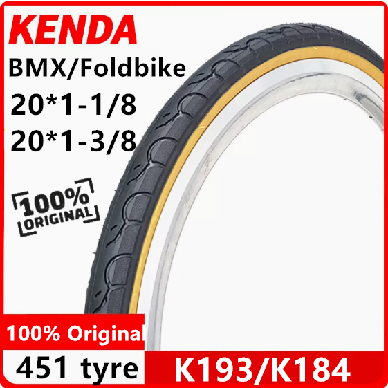 Kenda K193/k184 20x1-1/8 3/8 BMX FoldBike yellow edge tyre 451