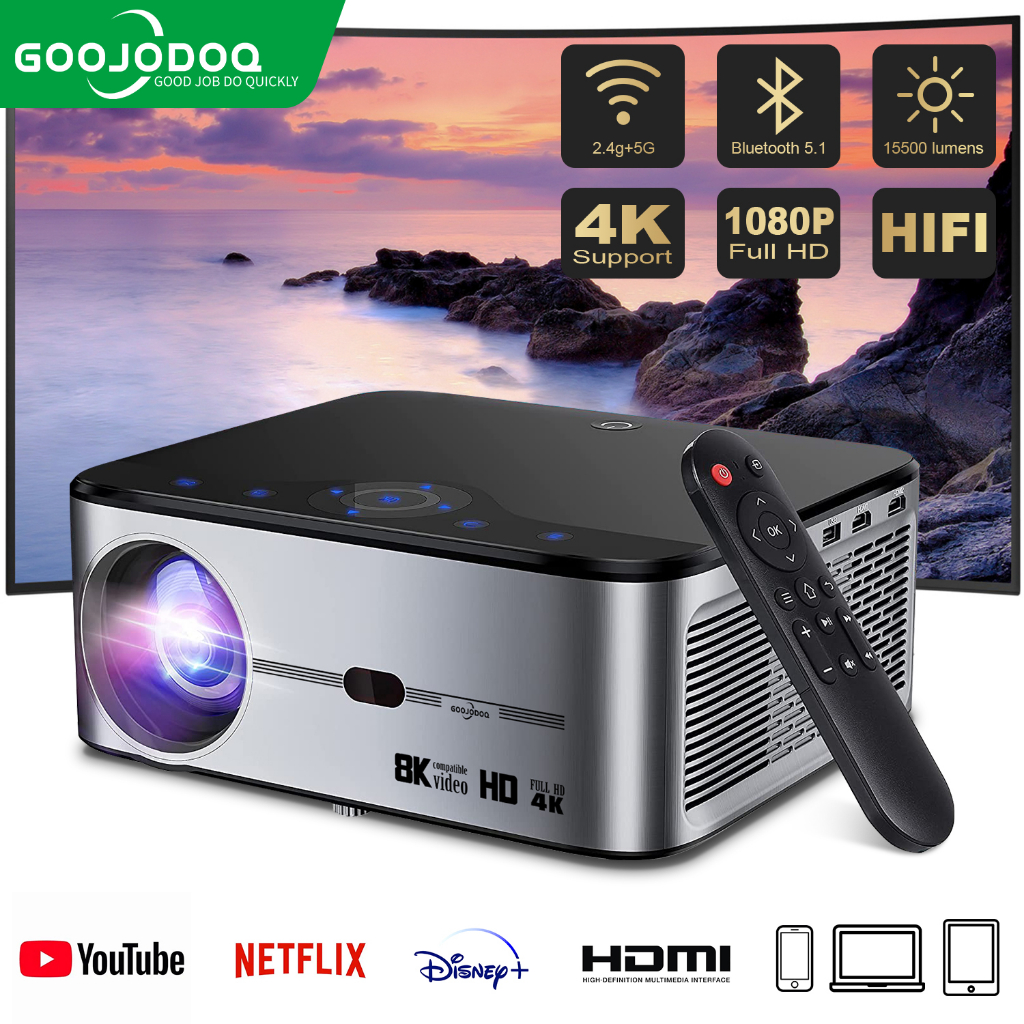 GOOJODOQ 1080p Projector Full Hd 4k Lm Android Wifi Compatible 8k Movie Projector MINI Projector