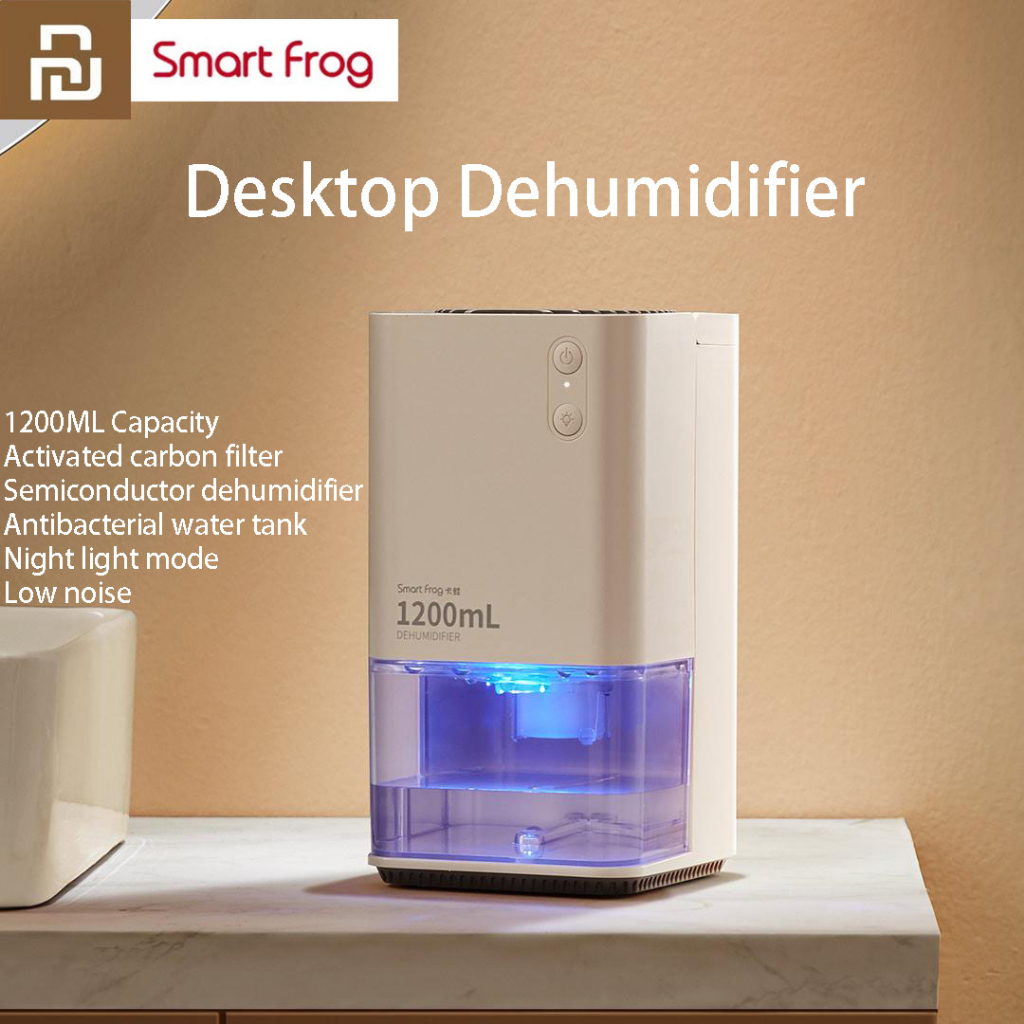 Xiaomiyoupin SmartFrog Desktop Dehumidifier 1200ML bacteriostat with Night Light low noise portable mini dehumidifier