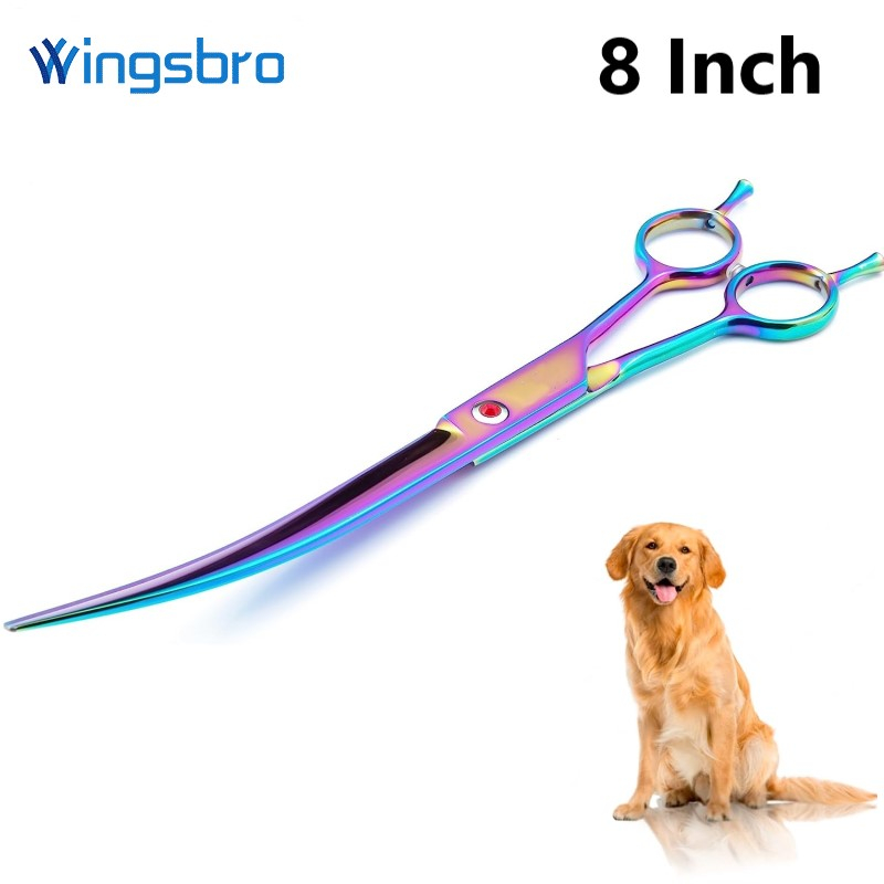 8.0 inch Pet Hair Grooming Scissors, Dog Curved Scissors, Right/Left Hand Animal Hari Scissors