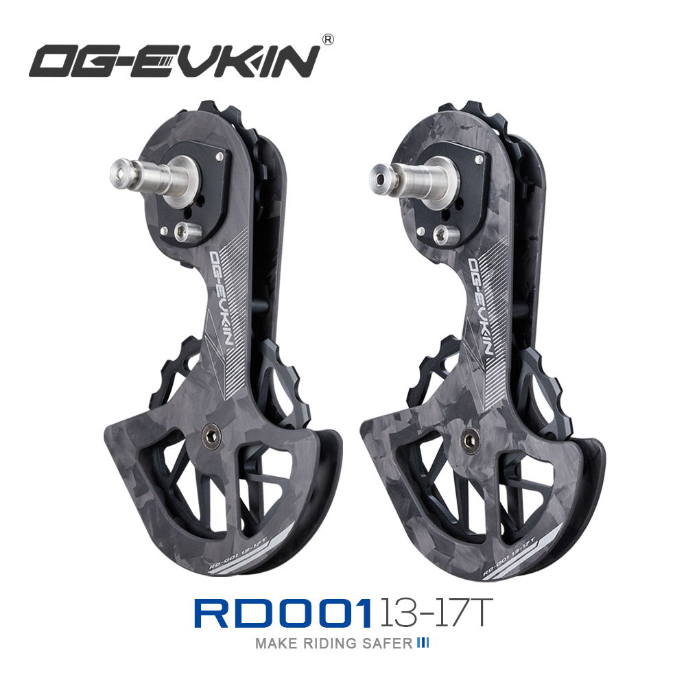 OG-EVKIN Carbon Fiber Bike Ceramic Rear Derailleur 13T-17T Pulley Guide Bicycle Wheels